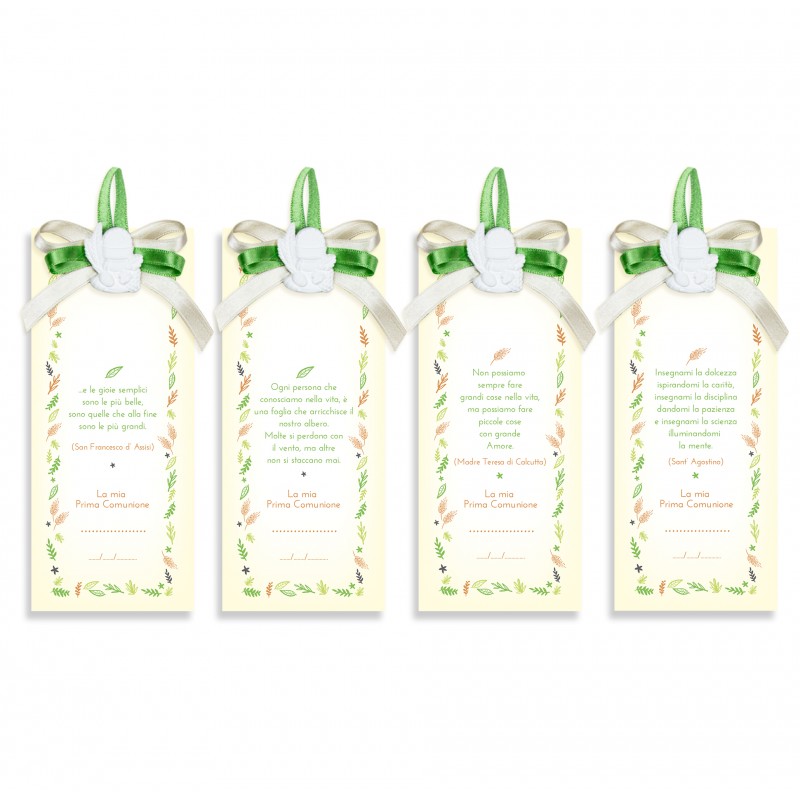 Kit 4 Segnalibro Bomboniere Segnaposto Cresima, Gesso Prima Comunione
